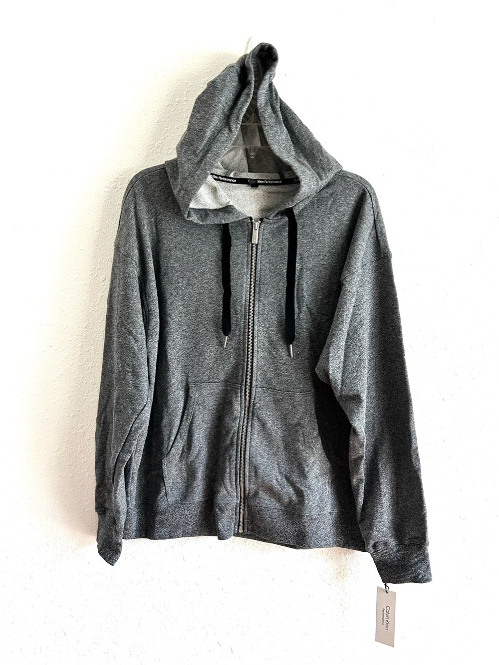 Calvin Klein Performance Jacket Womens Sz Large Gray Long Sleeve Full Zip Hooded